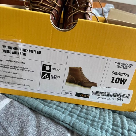 10W Carhartt Men's 6 Inch Waterproof Wedge Steel Toe Work Boot, Tan, 10 Wide - Picture 6 of 8
